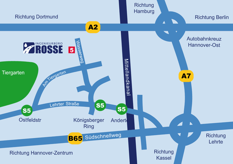 Wegbeschreibung zum Ingenieurbüro Rosse